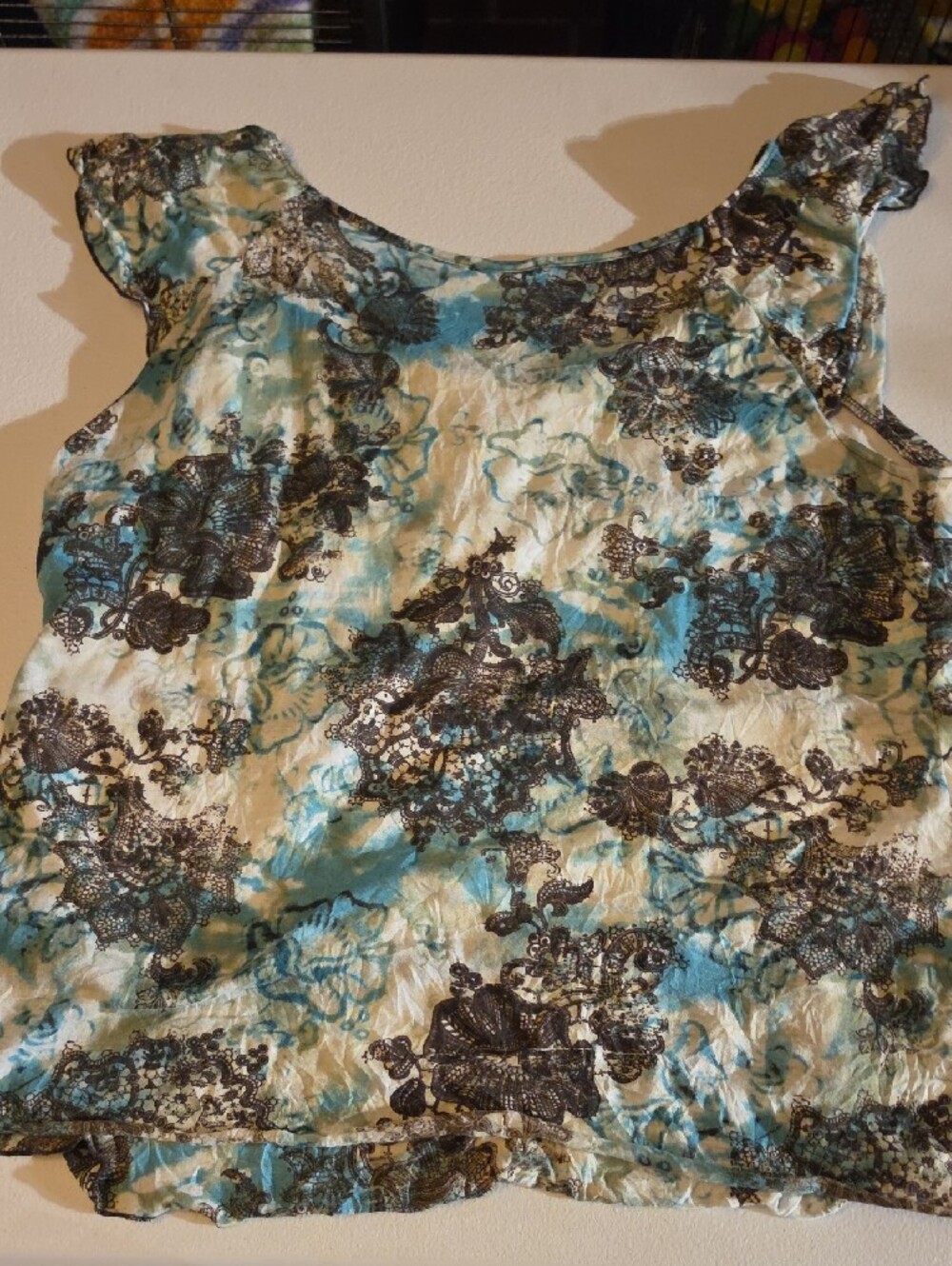 Cato Teal Tan Black Floral Sheer Camisole - Picture 3 of 5